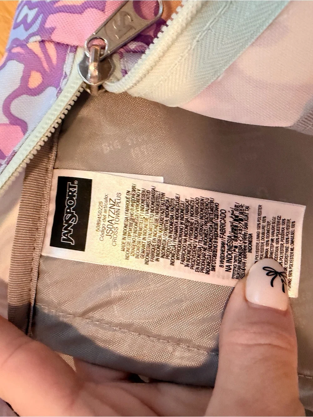 Jansport Pastel Abstract Backpack in Lavender, Pink & Cream